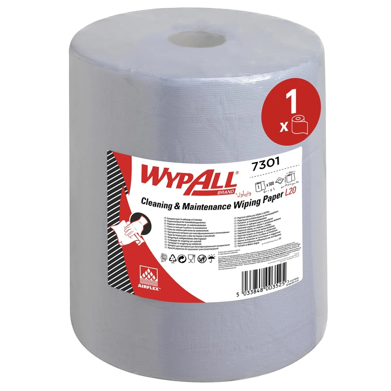 WypAll L20 7301 Wiping Paper - Extra-Wide Blue 2-Ply Roll