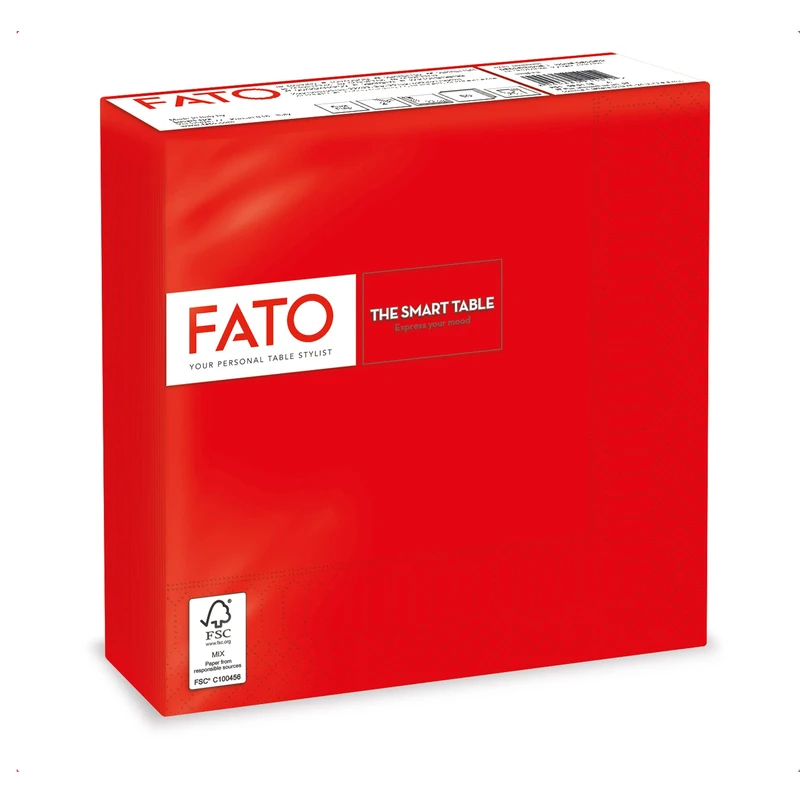 Fato Red Disposable Paper Napkins - 50 Pack, 33x33 cm, 2-Ply