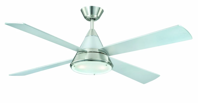 Low Energy Ceiling Fan Cosmos Satin Nickel 52” with Light and Remote Control Blade Colour Silver - Image 1