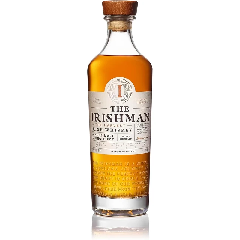 The Irishman The Harvest - Blended Irish Whiskey - Triple Distilled from 100% Barley & Oak Cask Aged - Pot Still & Single Malt Blend - 40% Alcohol Volume - 70cl (0.7 Litre) Bottle