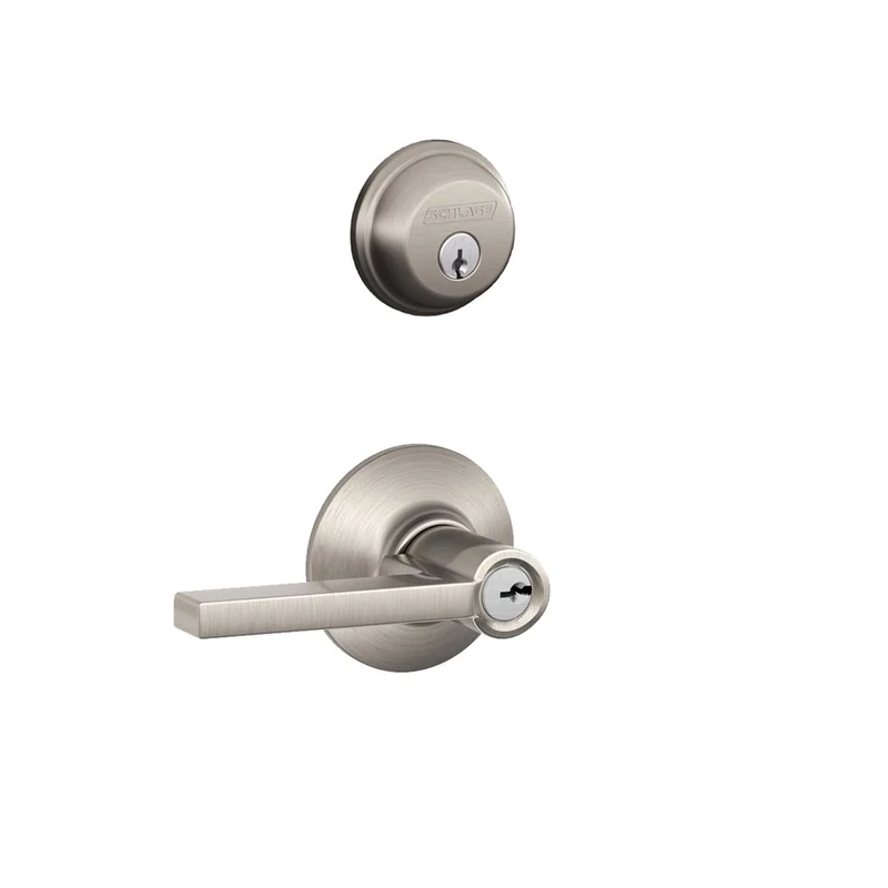 Deadbolt, Keyed 1 Side, and Latitude Lever Security Set (Satin Nickel) FB50VLAT619