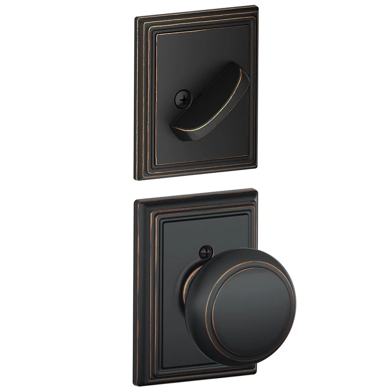 Schlage F59 and 716 ADD Addison Collection Andover Handleset Interior Knob, Aged Bronze (Interior Half Only)