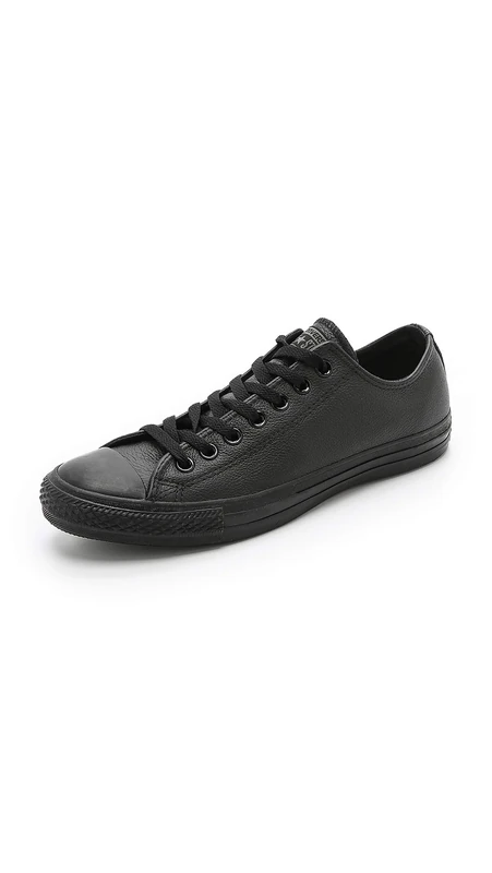 Converse All Star Low Leather Trainers Black Mono Leather - 5.5 UK - Image 1
