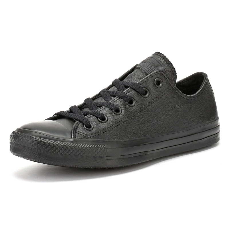 Converse All Star Low Leather Trainers Black Mono Leather - 6 UK