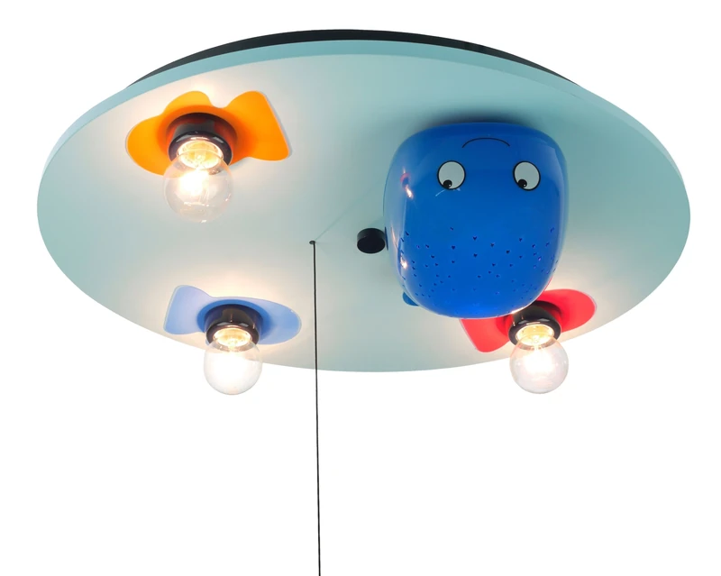 Niermann Standby Wood Ceiling, Whale, E14 (Small Edison Screw), Light Blue - Image 1
