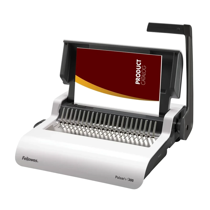Fellowes Pulsar+ Binding Machine with Storage Tray - 20 Sheet Punch Capacity for A4 sheets - Manual Comb Binding Machine - 300 Sheet Capacity - Includes 10 Clear Covers - Ideal for Home/Small Office
