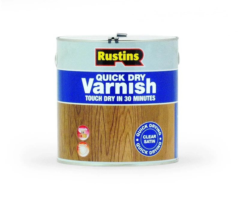 Rustins Quick Dry Varnish Clear 2.5L –Fast-Drying Water-Based Wood Varnish; Durable Non-Yellowing Finish in Gloss, Satin or Matt for Indoor Use