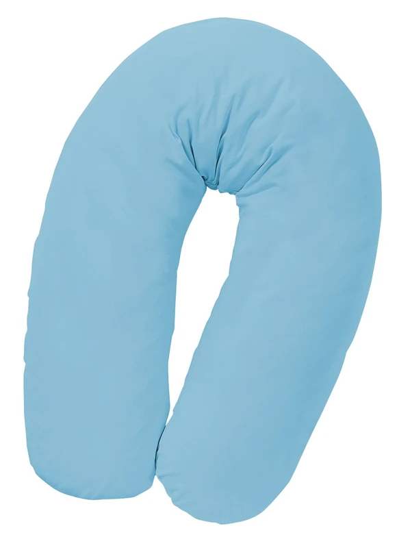Julius Zöllner 4670040317 Nursing Pillow with Pearl Filling Plain Cotton Approx. 190 cm Plain Blue