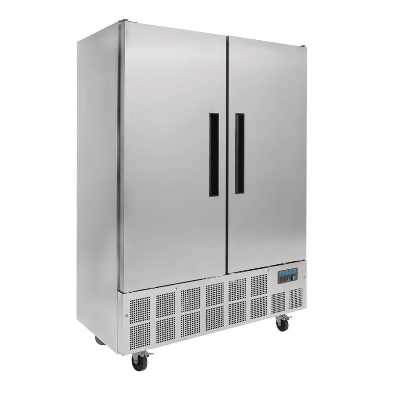 Polar Refrigeration G-Series 600 W Double Door Slimline Fridge 960 Litre,Stainless Steel,Size: 2000(H)x1340(W)x710(D)mm,Temp: -2 degree to 5 degree celsius,Auto Defrost,6 Shelves,Energy Rating C,GD879