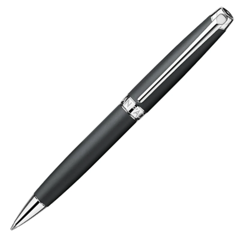 Caran d'Ache Leman Silver Plated Ballpoint Pen - Black Matt