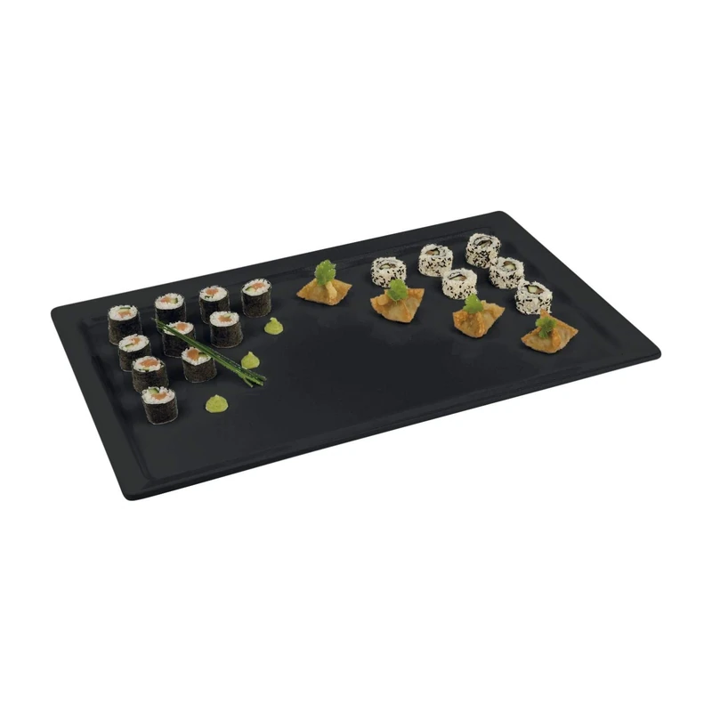 APS GF121 Melamine Tray, 3 cm Item Height, Pure Black
