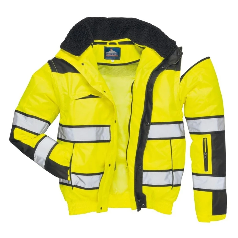 Portwest Hi-Vis Classic Bomber Jacket, Size: 4XL, Colour: Yellow/Black, C466YBR4XL