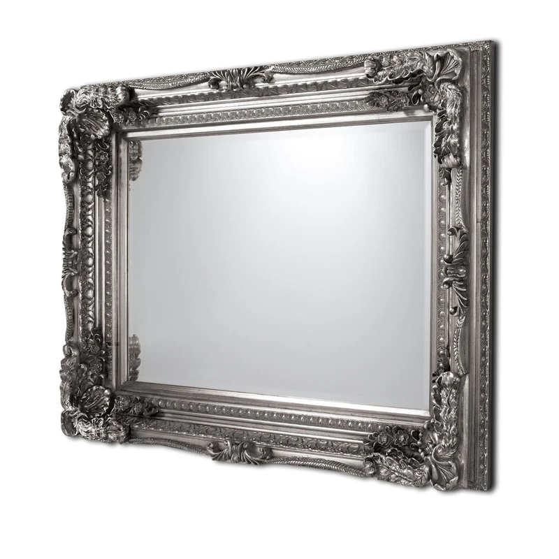 Barcelona Trading Carved Louis Mirror Silver Frame Wall Hallway Living Room, 122 x 90