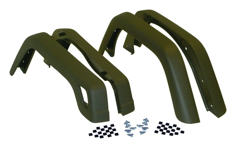 Crown Automotive 55254918K Fender Flare Kit; 4 Piece; OE Width; Flat Black;