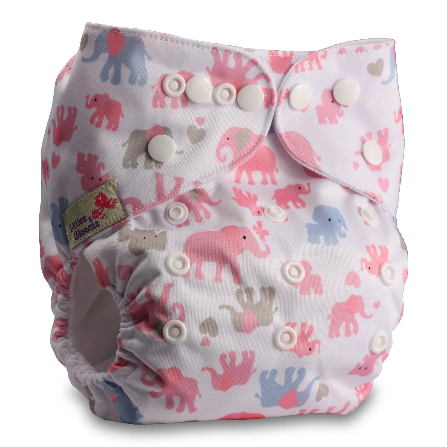 Littles & Bloomz, Reusable Pocket Cloth Nappy, Fastener: Popper, Set of 1, Pattern 57, with 1 Bamboo Insert