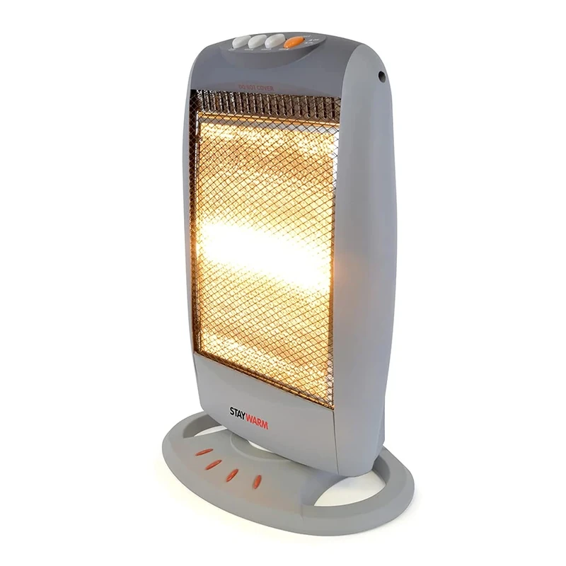 STAYWARM F2106GR 1200W Halogen Heater - 90 Degree Oscillation, Grey