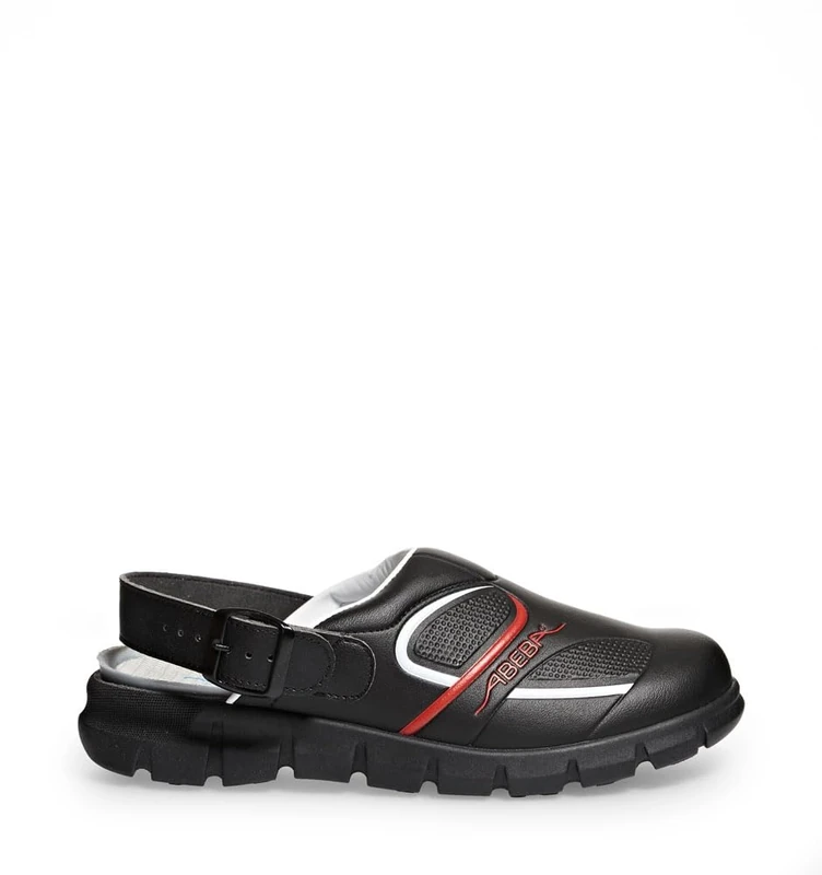 Abeba 7332-41 "Dynamic" Occupational-Clog Shoe, Size 7.5, Black/Red