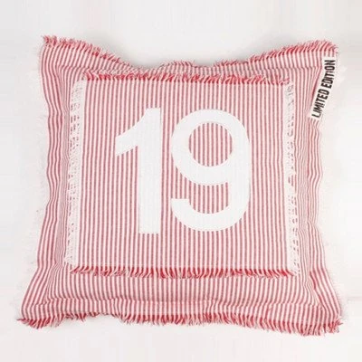 Mood collection 19 Number Printed Standard Cushion, 50 x 50 cm, Polyester, Red, One Size