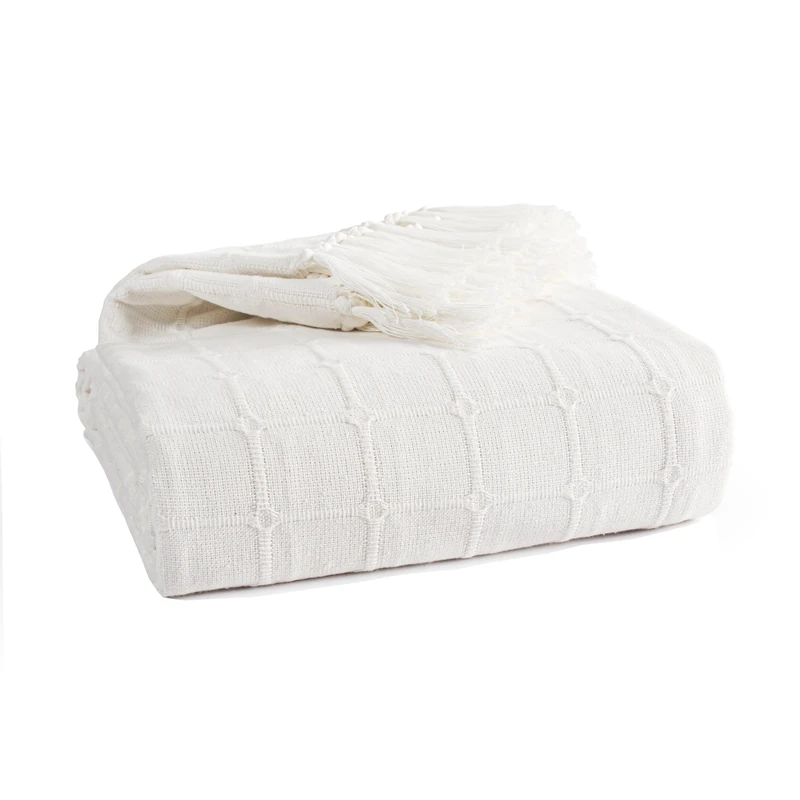 EHC Throws for Sofas, Super Giant size Settee Covers Sofa Bedspread, Cotton Super King Size Bed Cover Blanket, 254 x 380cm, Ivory