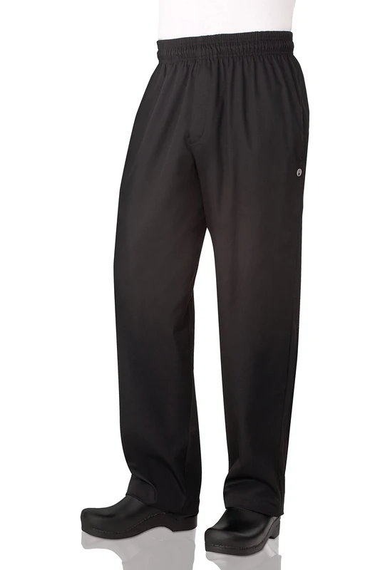 Chef Works Men's Essential Baggy Zip-Fly Chef Pants, Black, Medium
