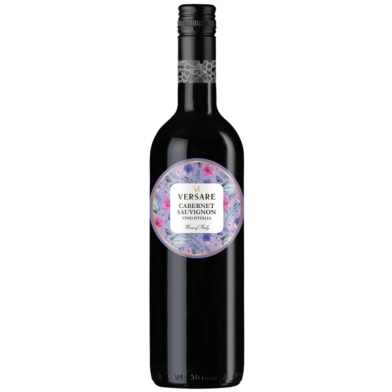 Versare Cabernet Sauvignon Italian Red Wine from Veneto, Italy -Case of 6, 75cl Bottles – Blackberry, Blackcurrant and Bramble – Screwcap – Serve with Steak, Stews and Hard Cheeses