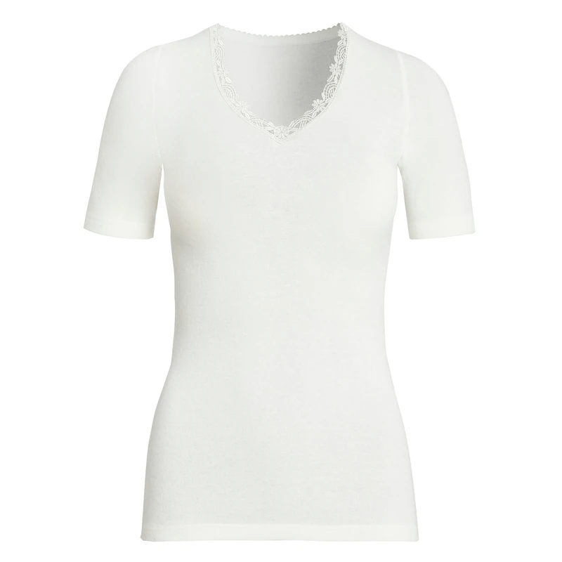 Susa Women's Angora Thermal Top, White, Cold Protection with Comfortable, Made in Germany, Thermal Underwear, Women's Top, Short Sleeve