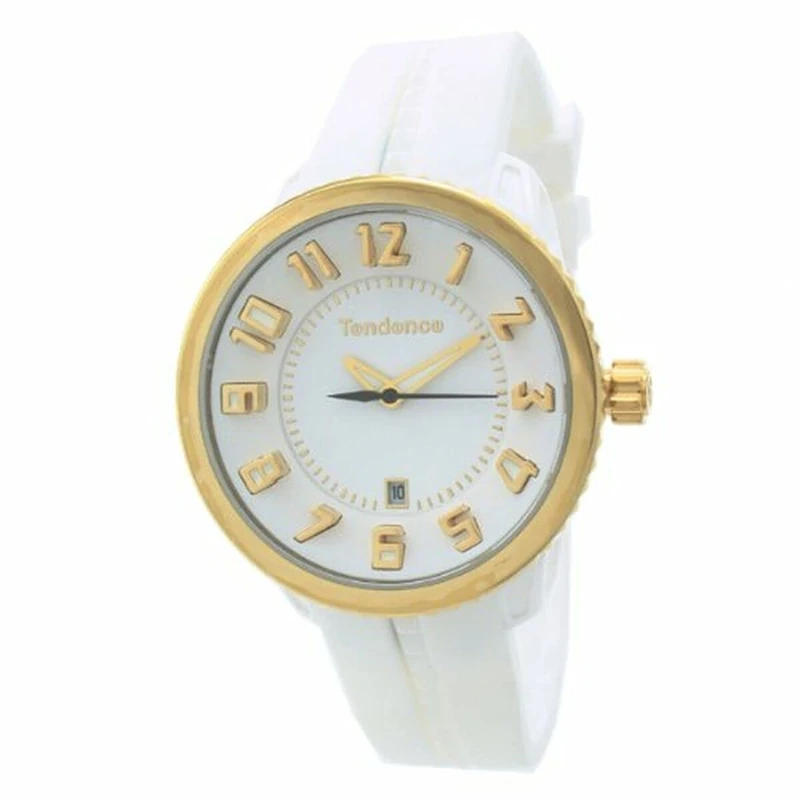 TENDENCE Gulliver Medium - Black & White Unisex Adult Quartz Watch with White Dial, Plastic Strap, Water Resistant to 30 Metres