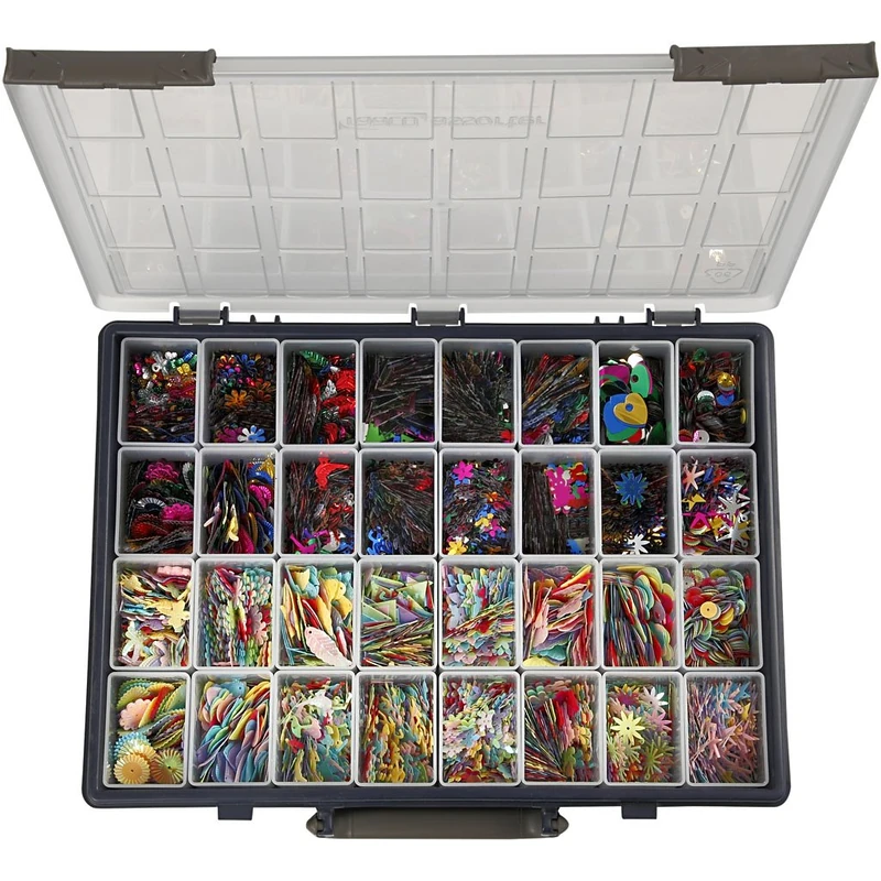 Multi pailletmix, incl. Storage Box with 32 removable insert boxes, 32x25g
