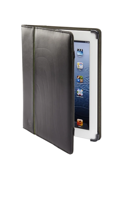 Maroo Pango Apple iPad 2/3 Leather Folio Case, Cover with Bumpers and Stand in Black