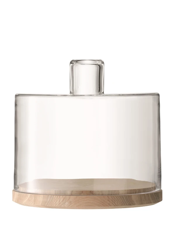 LSA International Lotta Cake/Cheese Dome & Ash Base Ø25/Ø25.5cm| 1 Unit | Mouthblown & Handmade Glass | Hand Planed Wood | LW07