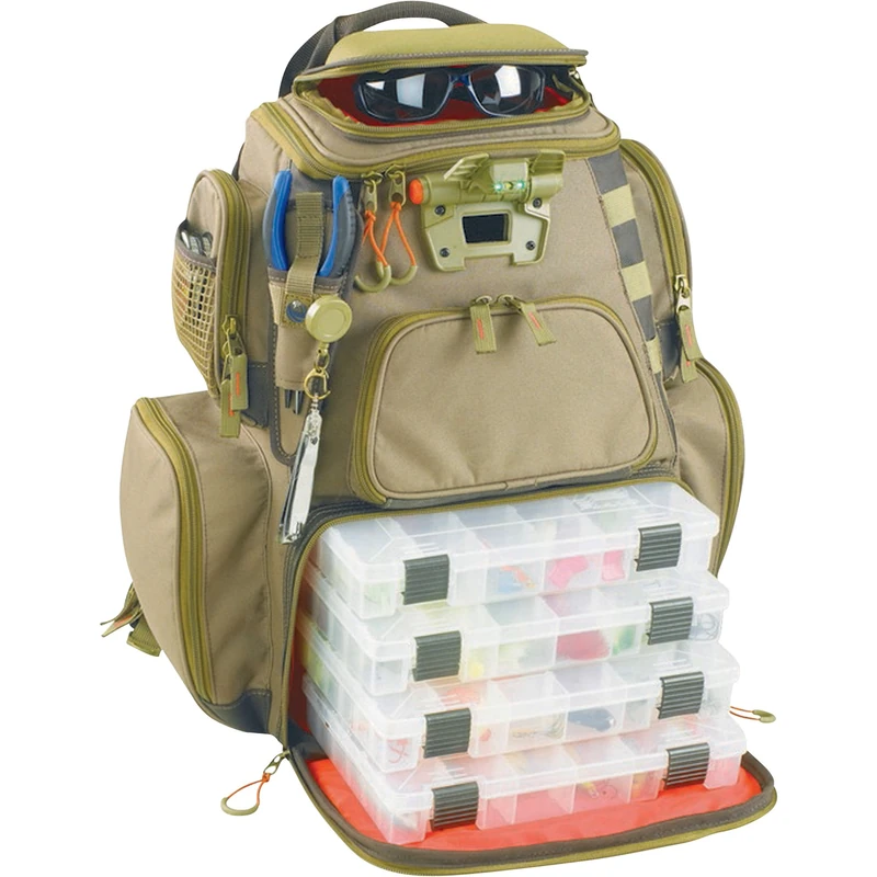 Custom Leathercraft Wild River 436048-SSI Tackle Tek Nomad Lighted Backpack 4 Trays - multi, N/A