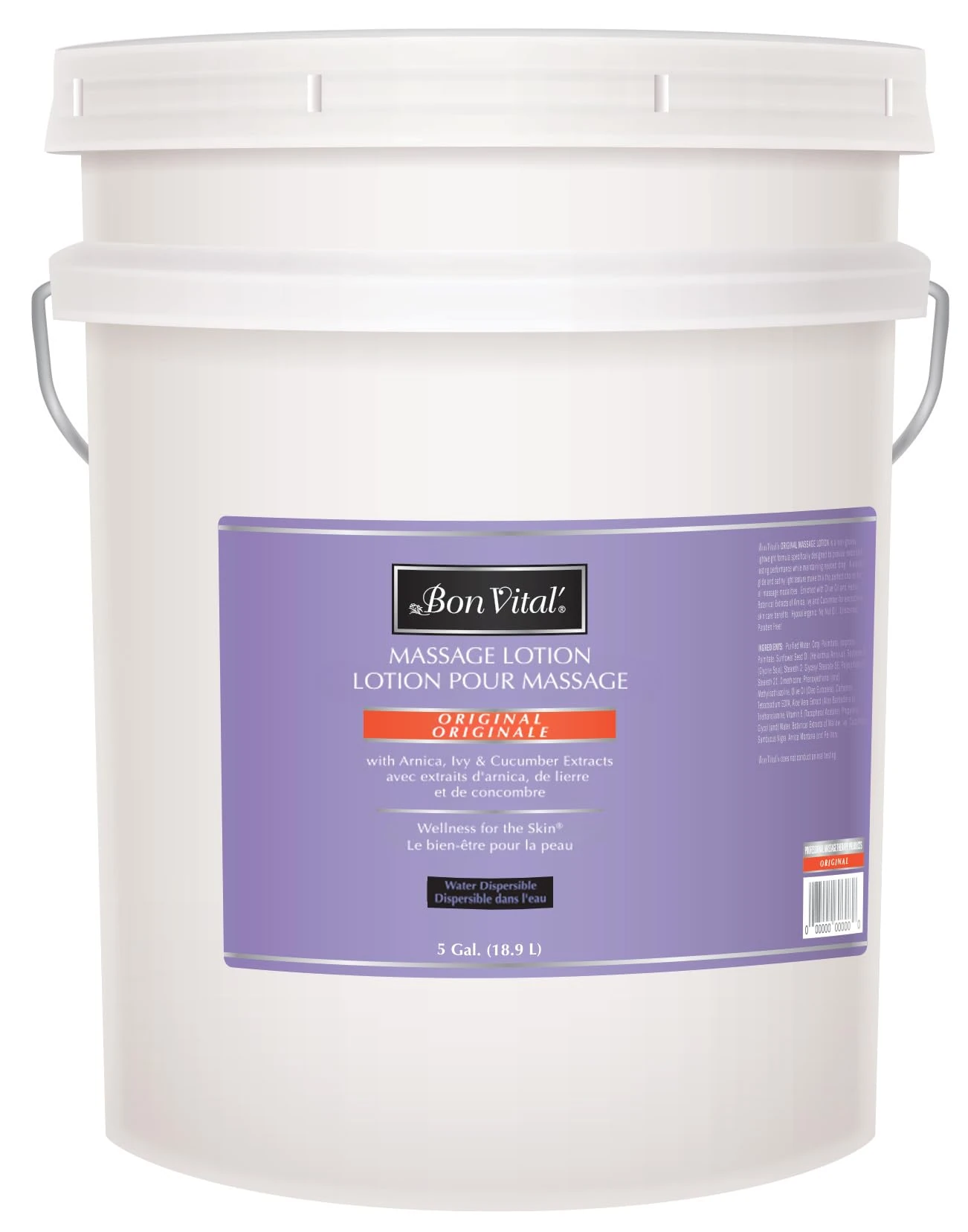 Bon Vital Original Massage Lotion, 5 Gallon Pail – Lightweight, Non-Greasy Formula for Massage Therapy, Moisturizes & Nourishes Dry Skin, Ideal for Clinics, Spas & High-Volume Use