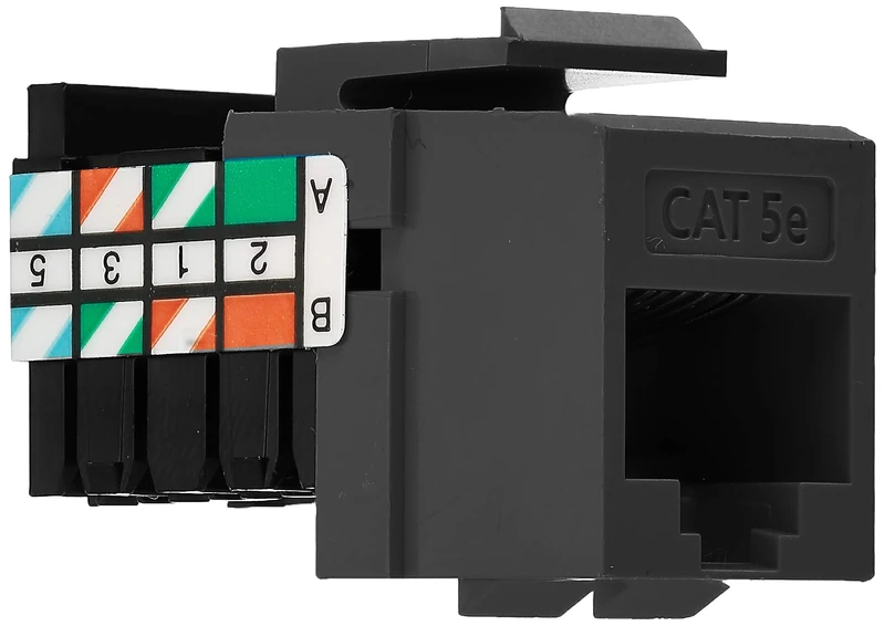 Leviton 5G108-AE5 Cat 5e 8-Wire QuickPort Adaptor Jack, Black, 10-Pack