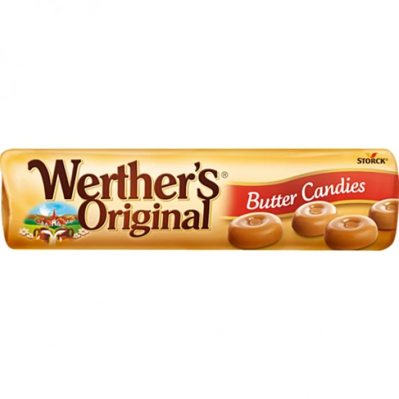 Werther's Original Butter Candies, Convenient Caramel On-the-Go, Gluten-Free & Vegetarian, 50 g rolls, Pack of 24 (3 boxes, 72 rolls in total)