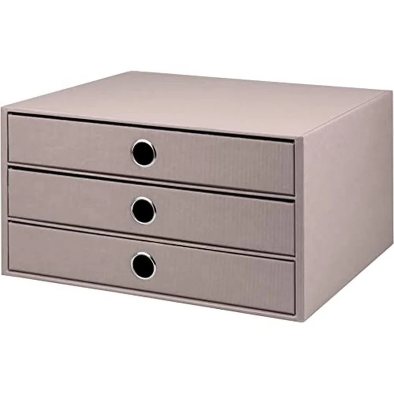 SOHO A4 Filing Storage Box with 3 Drawer - Taupe,Brown