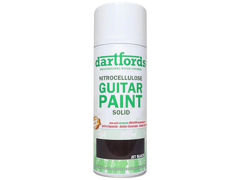 dartfords Jet Black Nitrocellulose Guitar Paint 400ml Aerosol - Image 1