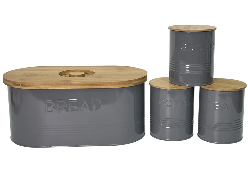 apollo THE HOUSEWARES BRAND Round 4pc Canister Storage Set, Grey