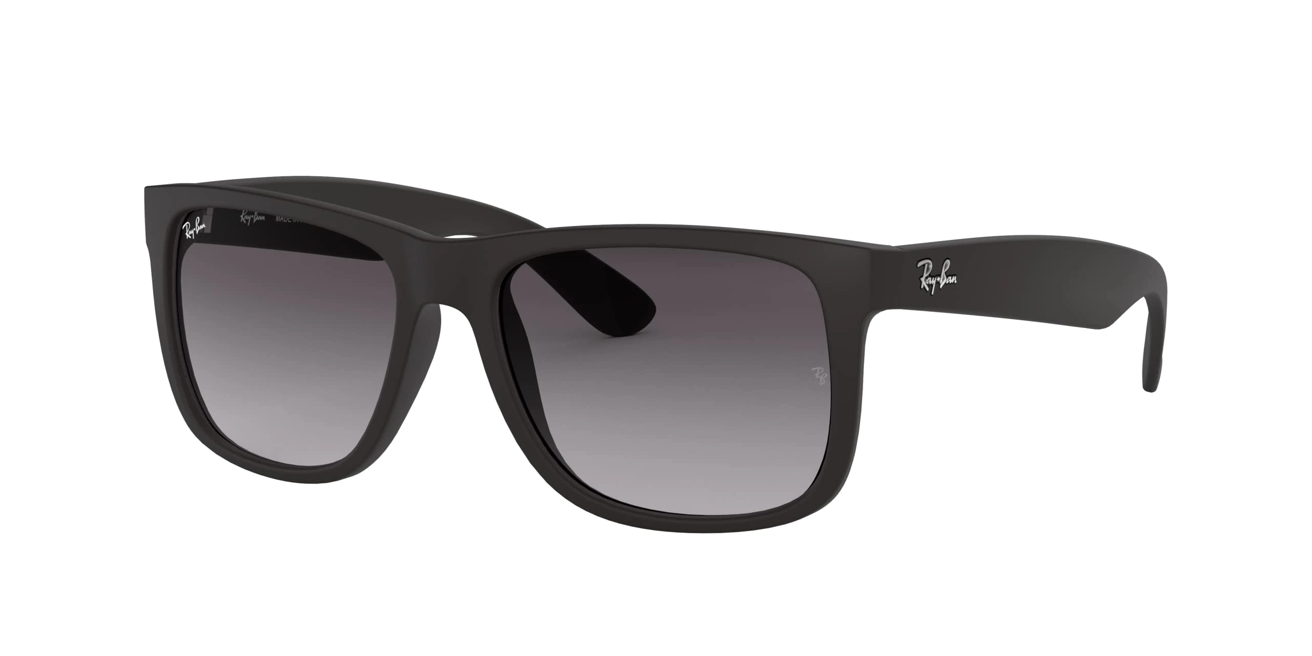 Ray-Ban Rb4165 Justin Rectangular Sunglasses, Rubber Black//Light Grey Gradient Dark Grey,One Size