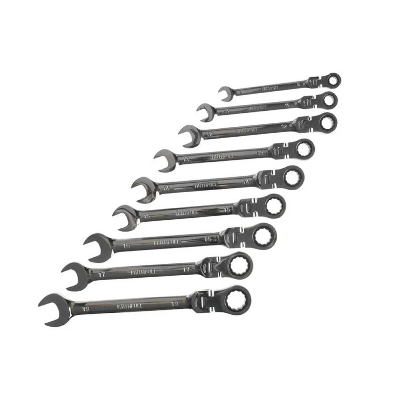 Faithfull SPARAT9S Flex Head Ratchet Combination Spanner Set (9 Pieces)