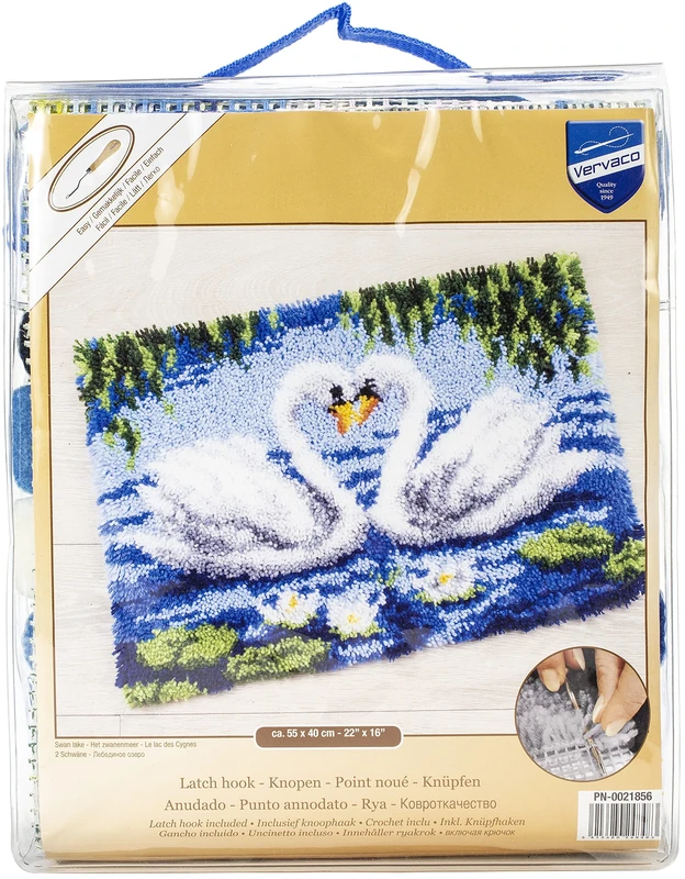 Vervaco Swans Latch Hook Rug Kit, Multi-Colour