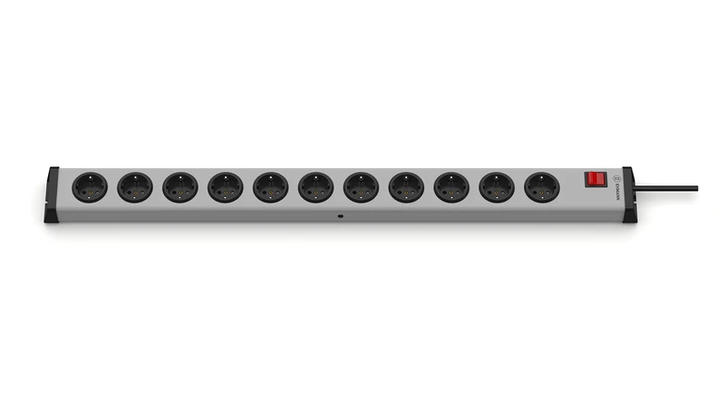 Ehmann 0201x00112301 Power Strip with Switch 11-Gang Grey Protective Contact Pack of 1
