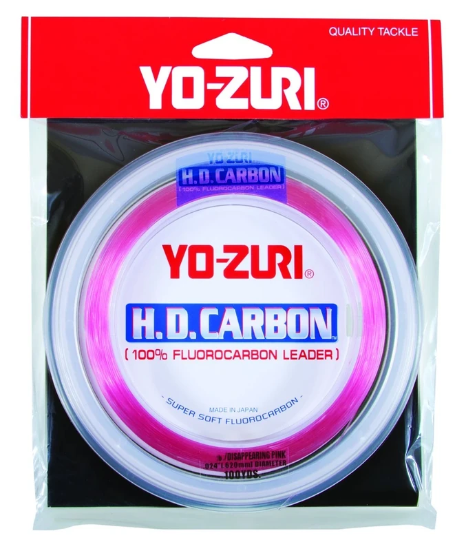 Yo-Zuri H.D. Fluorocarbon Wrist Spool 100-Yard Leader Line, Pink, 60-Pound