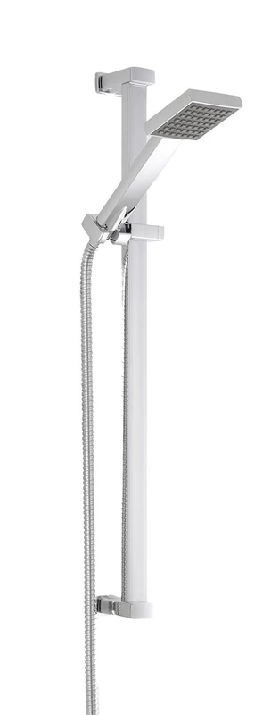 Nuie STY059 Rectangular Modern Bathroom Square Slide Rail Shower Kit with Single Function Handset (Excludes Outlet Elbow), 700 x 660 x 70mm, Chrome, Set of 3 Pieces