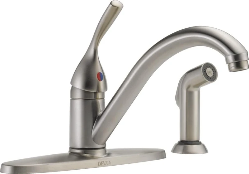 Delta 400-SS-DST Classic Single-Handle Kitchen Faucet with Matching Side Sprayer, Stainless