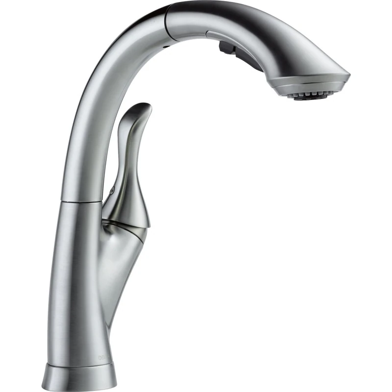 DELTA FAUCET 4153-AR-DST Linden Single-Handle Kitchen Sink Faucet, Arctic Stainless, 12.38 x 5.00 x 12.38 inches