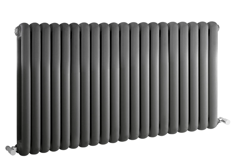Hudson Reed HSA007 Salvia | Modern Horizontal Designer Double Panel Bathroom Radiator, 635mm x 1223mm, Anthracite, Set of 2 Pieces