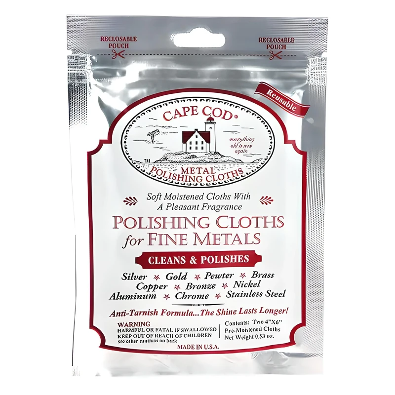 Cape Cod Metal Polishing Cloths – Reusable Anti-Tarnish Cleaning Wipes for Fine Metals, Watches & Jewellery – Restores Shine on Silver, Gold, Brass, Copper & Stainless Steel – Vanilla Scent