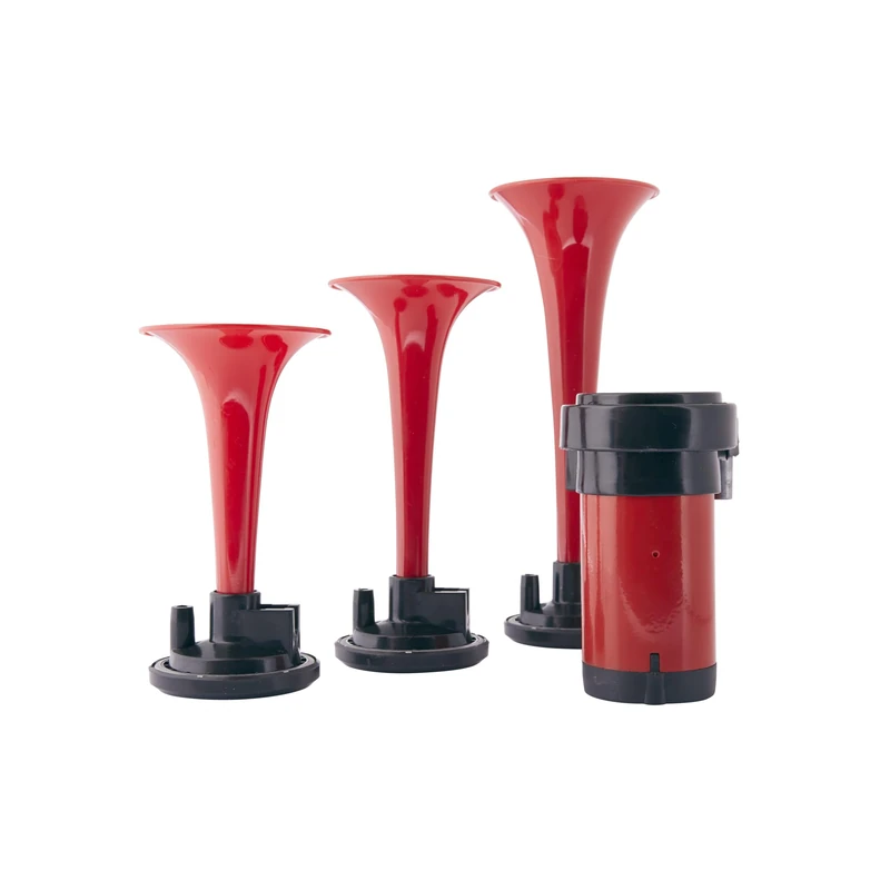 HELLA 3PD 003 001-671 Trumpet Horn - 12V - 118dB(A) - Frequency Range: 780/820/880Hz - Triple-tone Trumpet Horn - Electric-pneumatic - Image 1