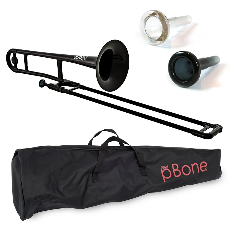 pBone Plastic Trombone with Mouthpiece and Carry Bag - Bb Student Beginner - Black, PBONE1BLK