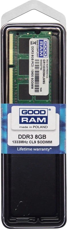 Goodram 8GB DDR3 SO-DIMM Memory Module 1333 MHz - 8GB DDR3 1333 MHz 204-pin SO-DIMM
